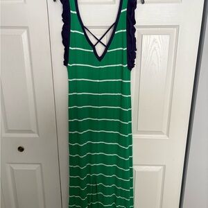 Daily Practice by Anthropologie Green and White Striped Maxi Dress